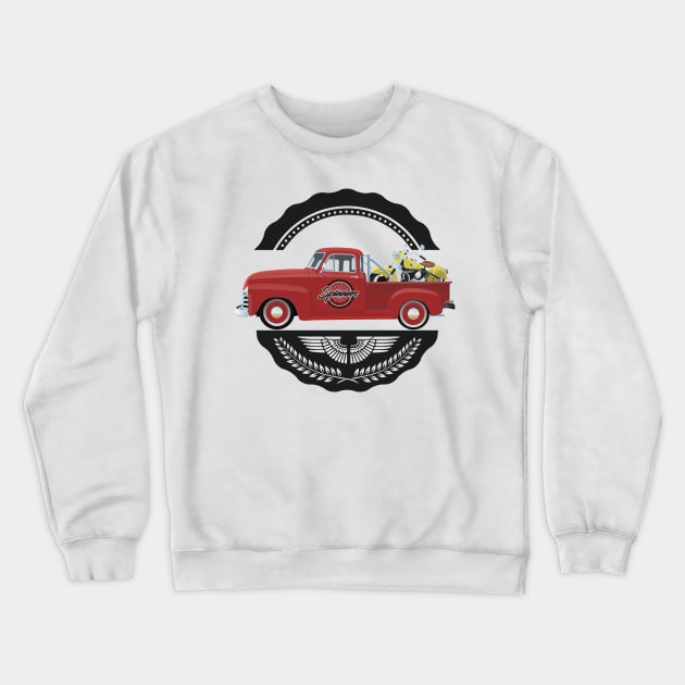 1953 Chevy Pickup Truck with 1953 Indian Chief Roadmaster Crewneck Sweatshirt by BurrowsImages